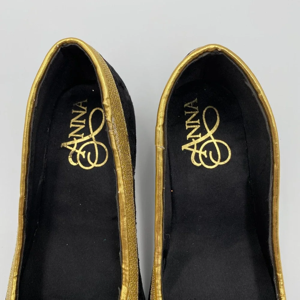 Disney Anna Gold Trimmed Jeweled Ballet Flats Girls Costume Dress Up size 2/3‎